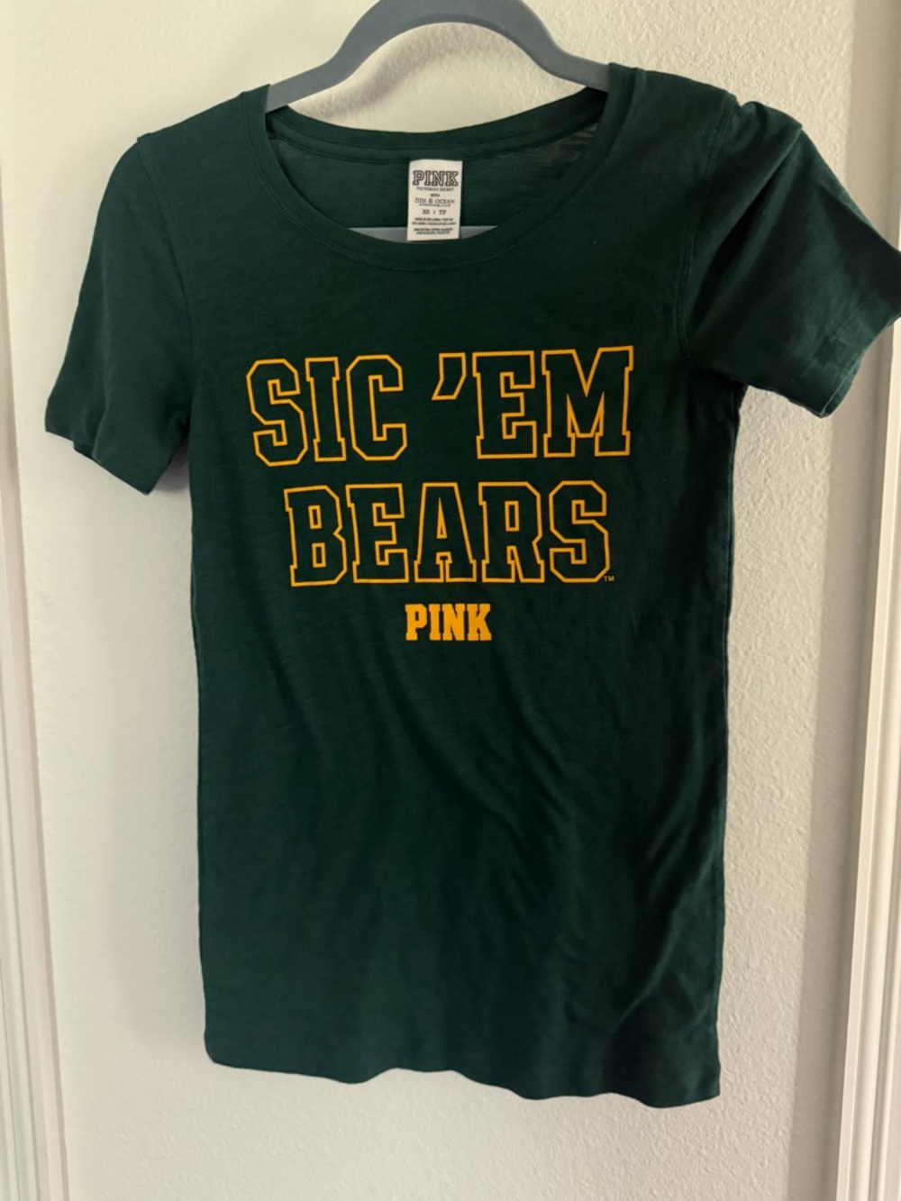 PINK Green and Yellow 'SIC 'EM BEARS' Graphic Tee